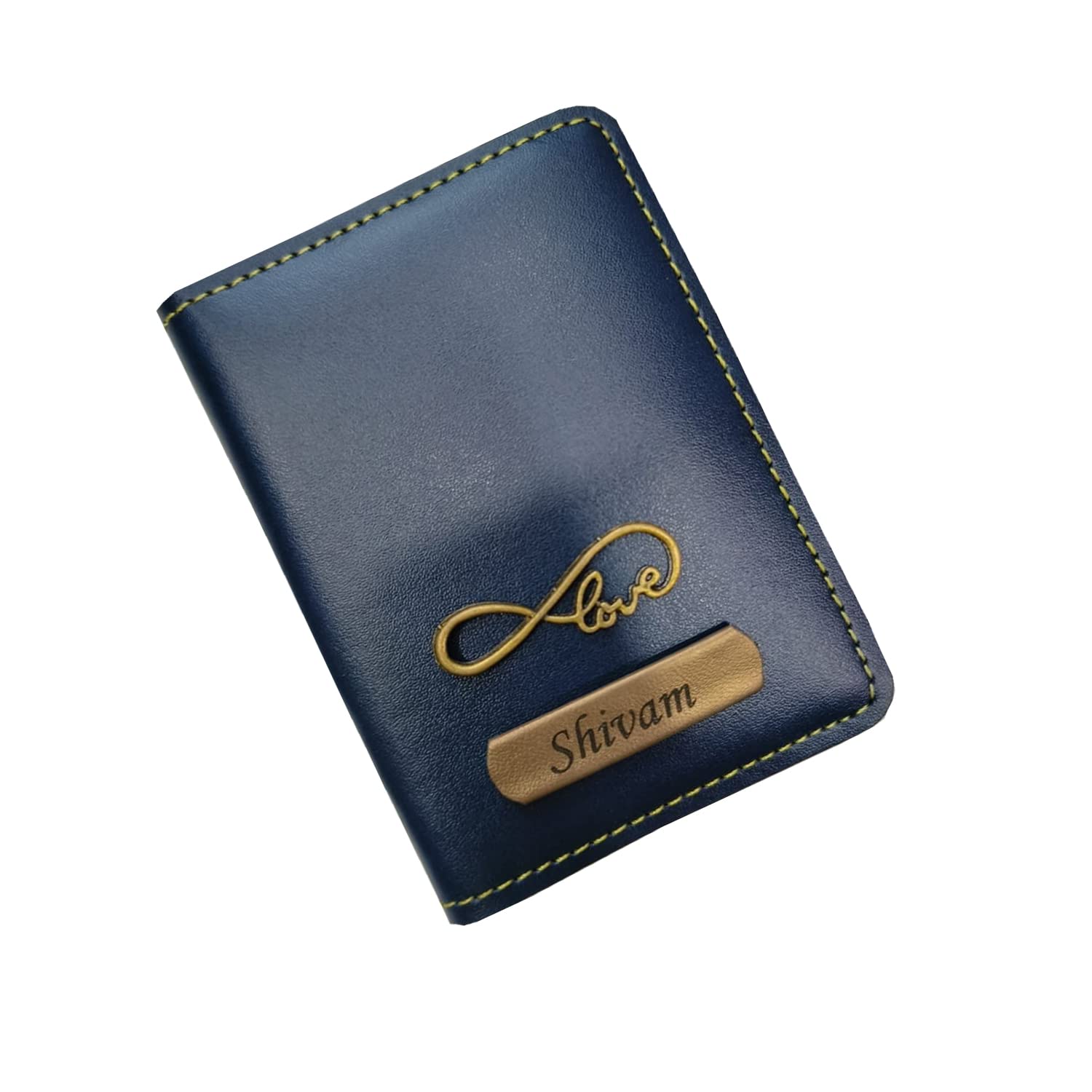 TC THE CUSTOMIZERSCustomized Leather Card Holder with Name and Charm for Men, Personalized Small Wallet for Anyone - Blue