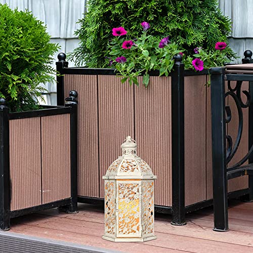 Needomo Farmhouse Candle Lantern Decorative, 13.8" Vintage Outdoor Hanging Lanterns, Metal Hexagon Candle Holder Lantern Decor For Patio, Front Porch, Wedding, Shelf, Indoor & Outdoor Use #TOP4