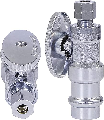 Miniatura 4 de Midline Valve 93325QS-NL-Q 14 Válvula de parada recta de prensa, prensa de 12" x 14" de diámetro exterior, latón cromado