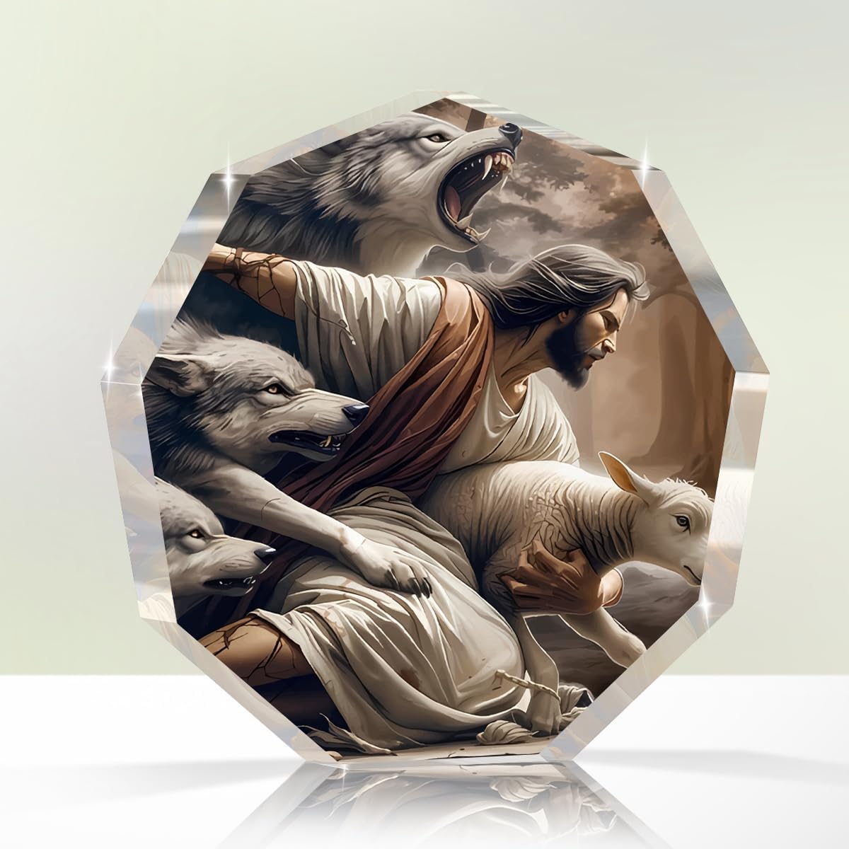 Christian Christmas Jesus and Lamb Art office Decor,Spiritual Thanks Gifts for Catholic Women,christians,Sister,Friends,Female Coworker-Religious Home for Birthday,Everyday Encouragement