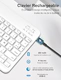 FOGARI Clavier Tablette Bluetooth 10 Pouces - AZERTY Français Clavier Léger Fin Keyboard pour iPad Samsung Galaxy Redmi/XiaomiPad HuaweiPad Honor Pad Fire HD, pour Android/iOS/Fire OS, Blanc - 7