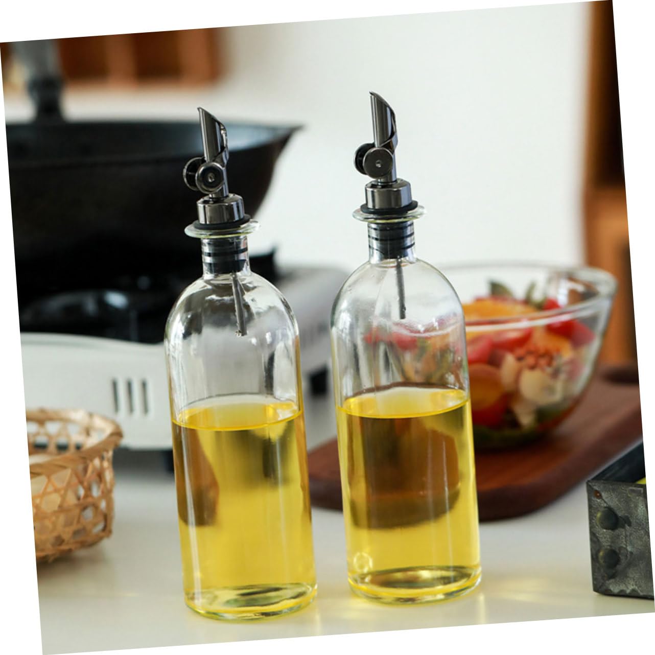 Ciieeo Dispenser di Olio in Vetro Uso Duraturo da 500ml 2 Pezzi Facile da Pulire per Olio e Aceto per Ristoranti e Buffet