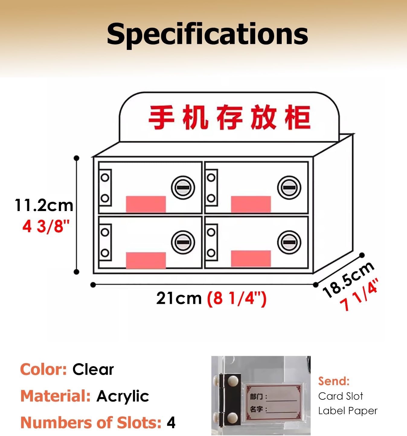 Wall-Mounted Cell Phone Locker - 4 Slot Acrylic Organizer with Independent Keys & Locks for Students and Employees - Secure Storage Solution for Workplaces and Schools