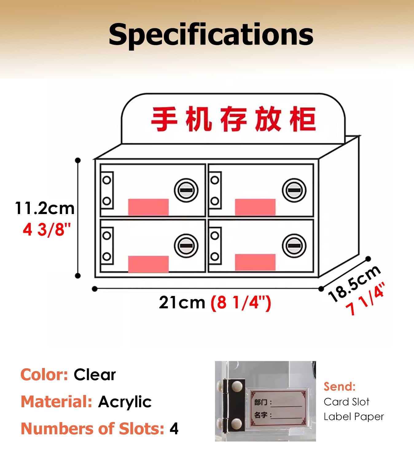 4 Slot Cell Phone Locker Clear Acrylic Wall Mount z indywidualnymi kluczami i portami ładowania dla Classroom Office Employee Security Organizer Box