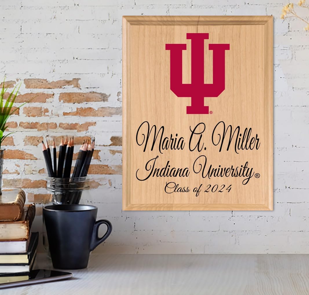 Official Indiana University Class Year Plaque - IU Student or Graduation Gift – Custom Name & Class Year - for Students, Grads & Alumni - Personalized Solid Wood Keepsake – 11 x 8.5