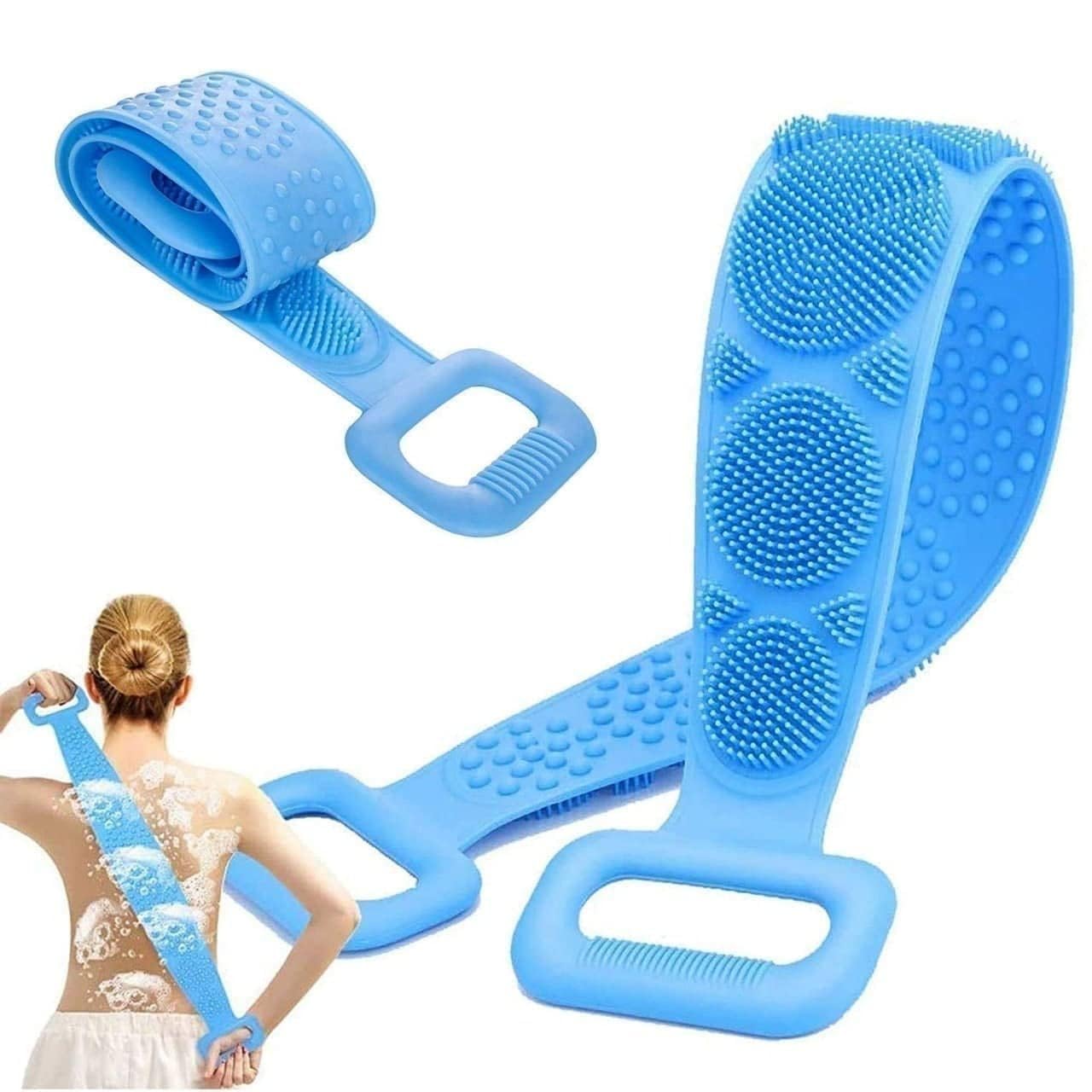 Silicone Body Back Scrubber Bath Brush Washer For Dead Skin Removal Men, Women Silicon belt for Bathroom Backside Cleaning-image-19