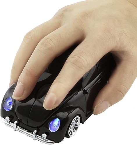 Ratón inalámbrico de 2.4 GHz, ratón de computadora en forma de auto deportivo, 1200 DPI menos ruido, ratón USB portátil inalámbrico para PC,