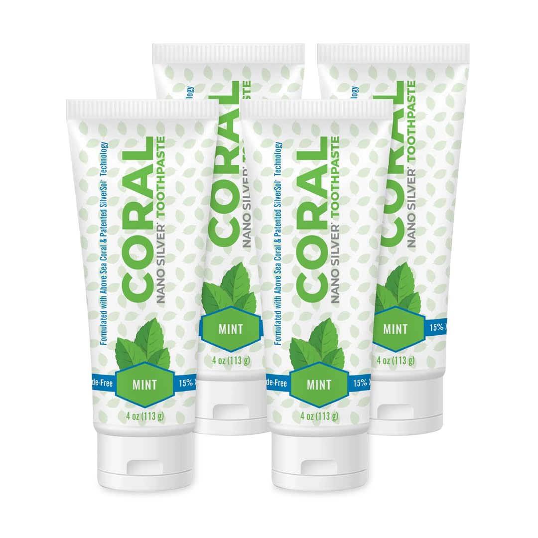 - Coral White Nano Silver Mint Toothpaste, Natural Fluoride Free Teeth Whitening Toothpaste, Coral Calcium Nano Silver Infused SLS, Glycierin Free 4 Ounce (4 Pack)