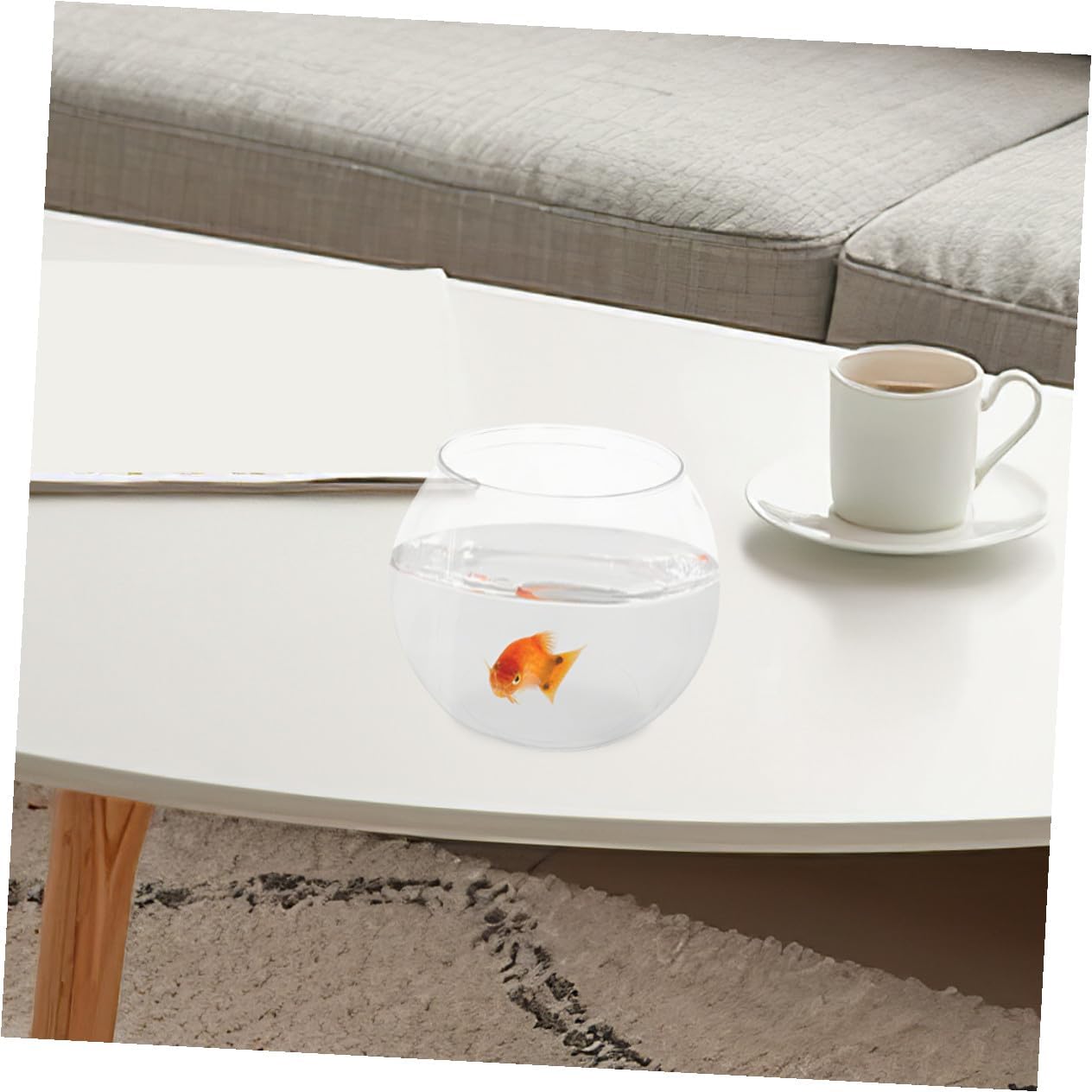 Balacoo Transparent Landscape Fish Tank Globe Fish Bowl for Goldfish Chic Desktop Aquarium Decor Unbreakable Small Container for Home and Office Viewing
