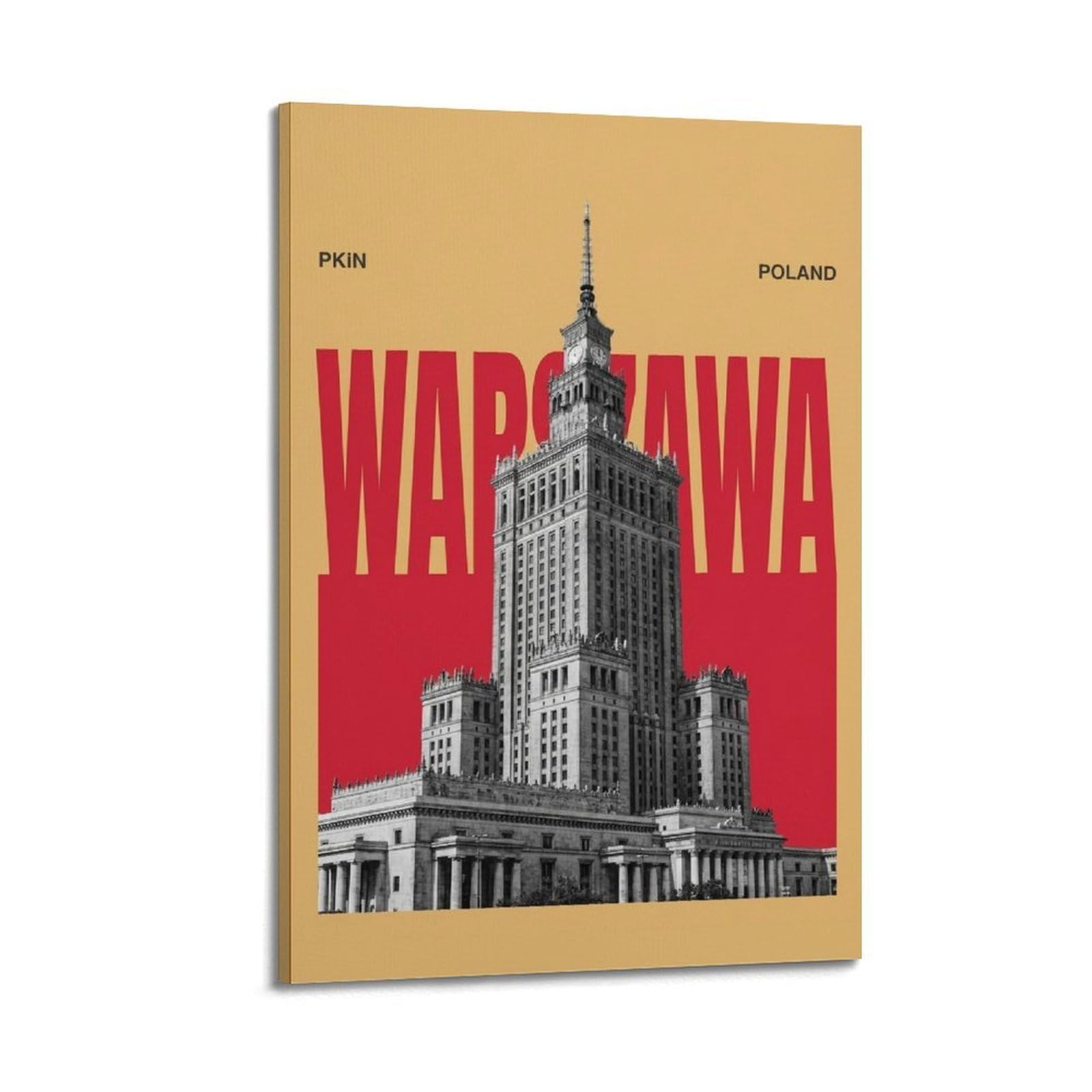 XKUGA Warsaw Palace of Culture And Science Travel Poster Modern Decorative Canvas Prints - Ideal Wall Art for Family, Man Cave, Game Room, Boys & Girls Bedroom 20x30inch(50x75cm)