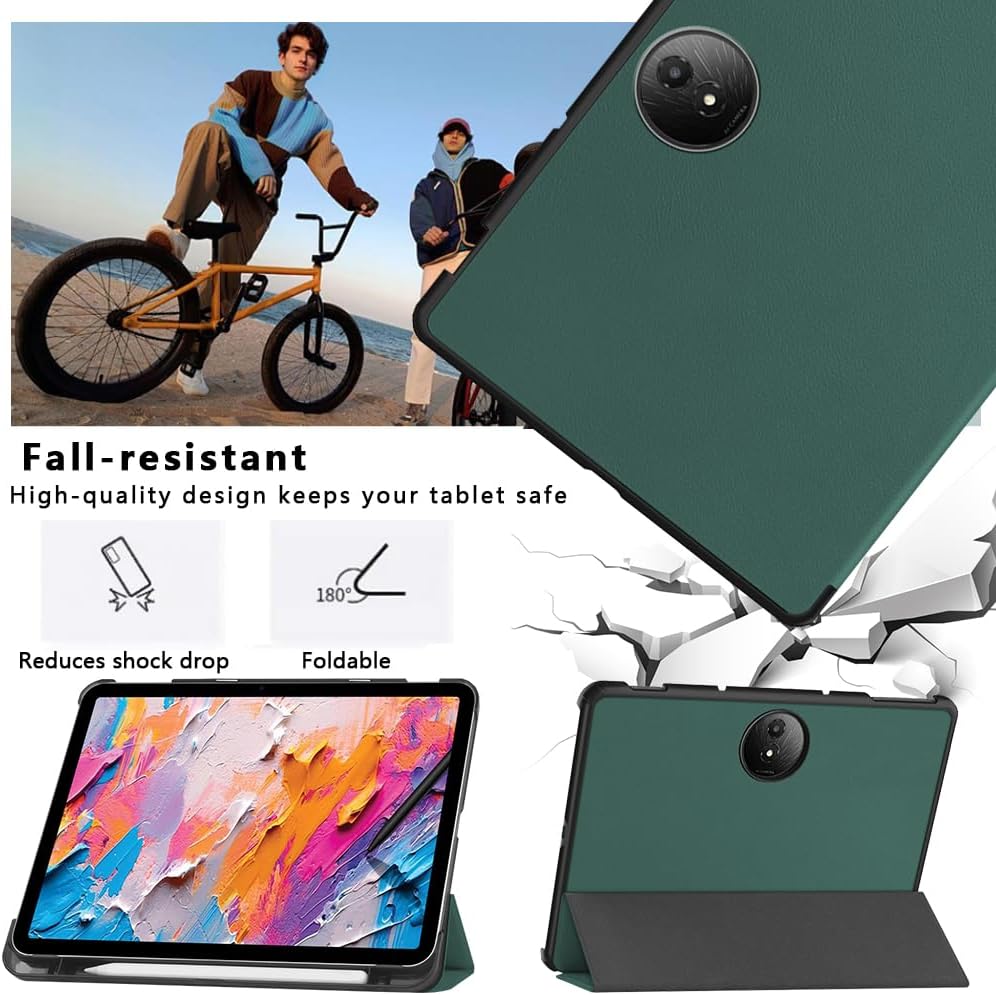 [NSFN] for TCL NXTPaper 11 Plus Tablet Case,TCL Tablet 11.5Inch Case, Ultra Thin, Protective Case, Trifold, Magnetic Closure, Stand, Shockproof, Ultra Lightweight, with Pencil Holder, Dark Green