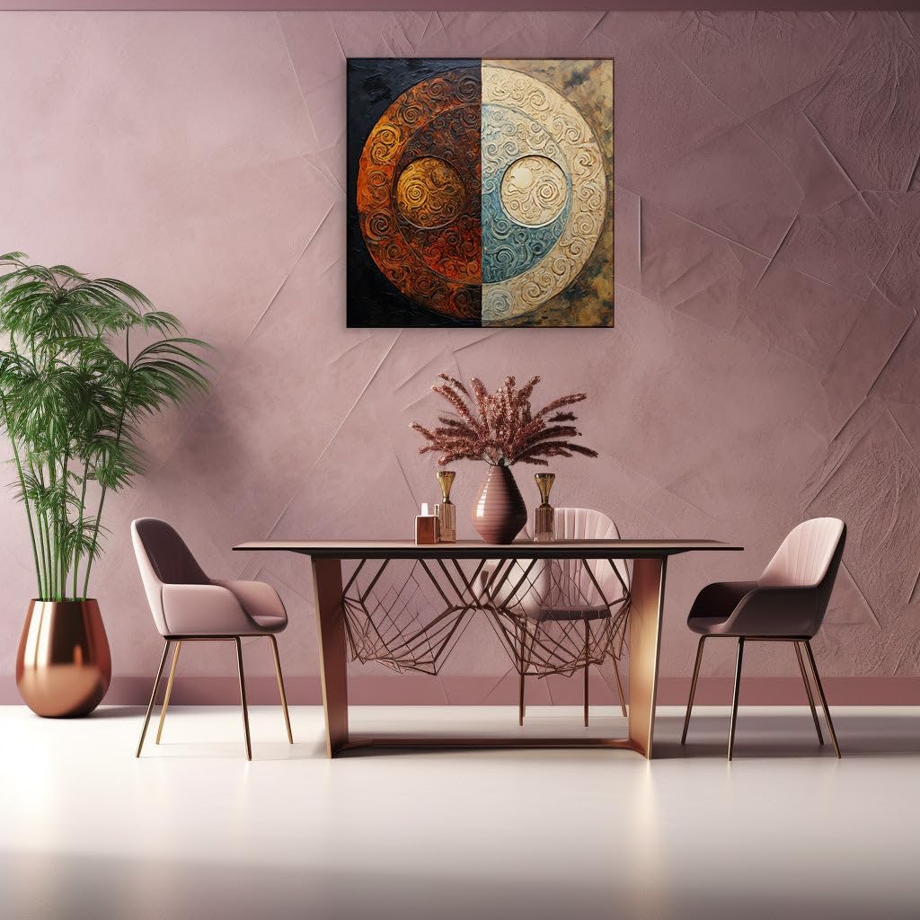 Canvas for Living room. Fire and Water Intertwined: The Dance of Opposites on Canvas, 27 x 18 inch Canvas Wall Art - Wall Art Digital Painting - Modern Home Decor