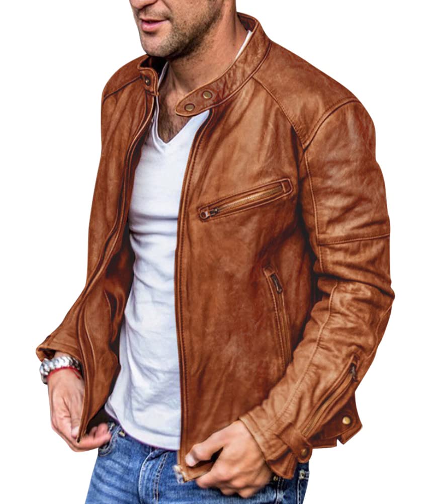 Giacca Uomo Ecopelle Giacche Biker Leggero Giubbino Bomber Giubbotto Vintage Giacca Da Moto Moda Casual Jacket Primavera Regular Fit Giacca a Maniche Lunghe