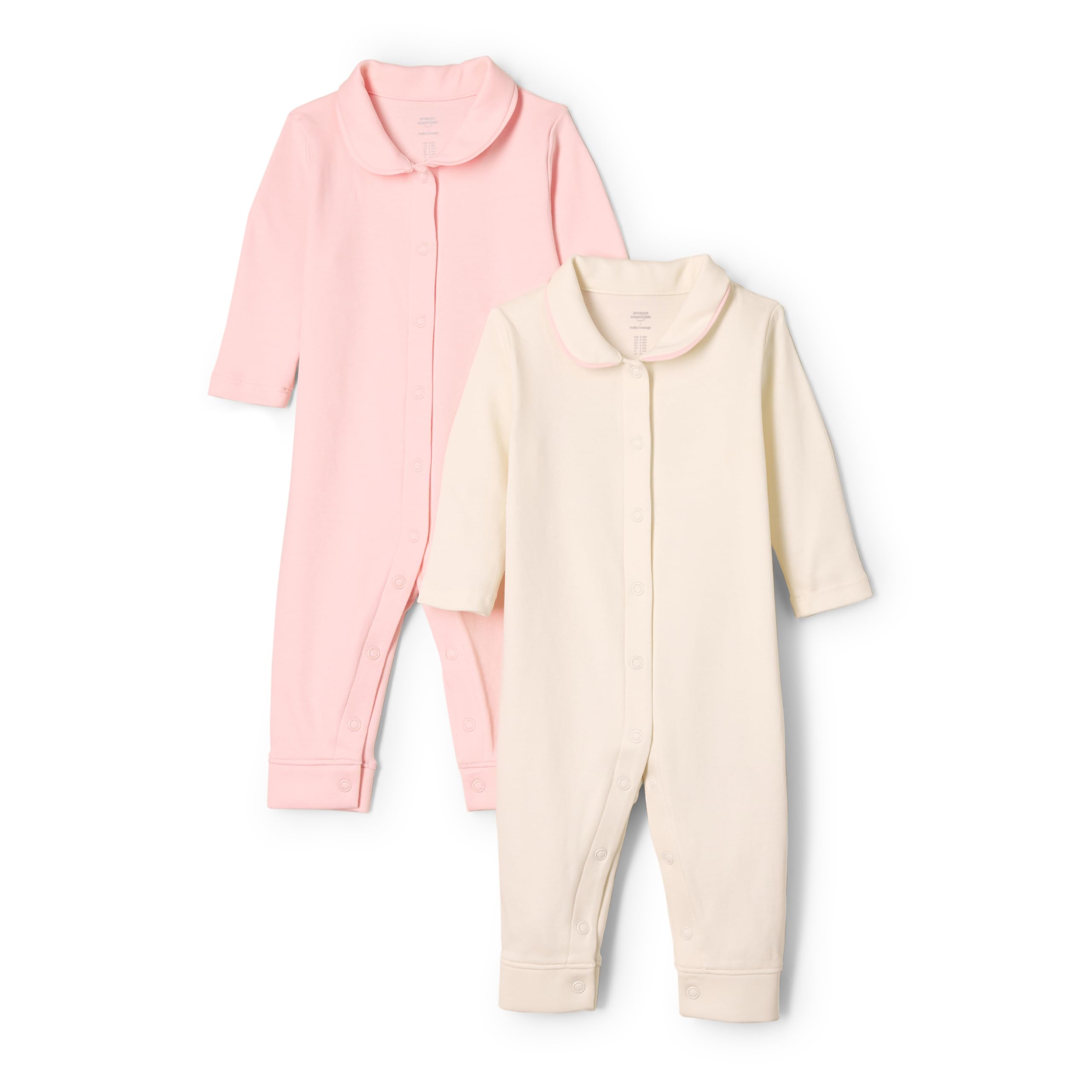 Amazon Essentials x Sofia Grainge Unisex Babies' Footless Sleepsuit, Pack of 2, Ivory/Pink, Premature