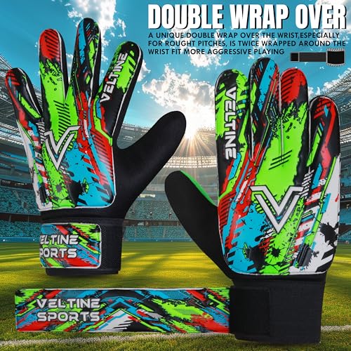 Veltine Sports Soccer Goalie Gloves, Football Goalkeeper Gloves For Kids Boys Children Youth With 4Mm Latex Super Grip Palm thumb #4