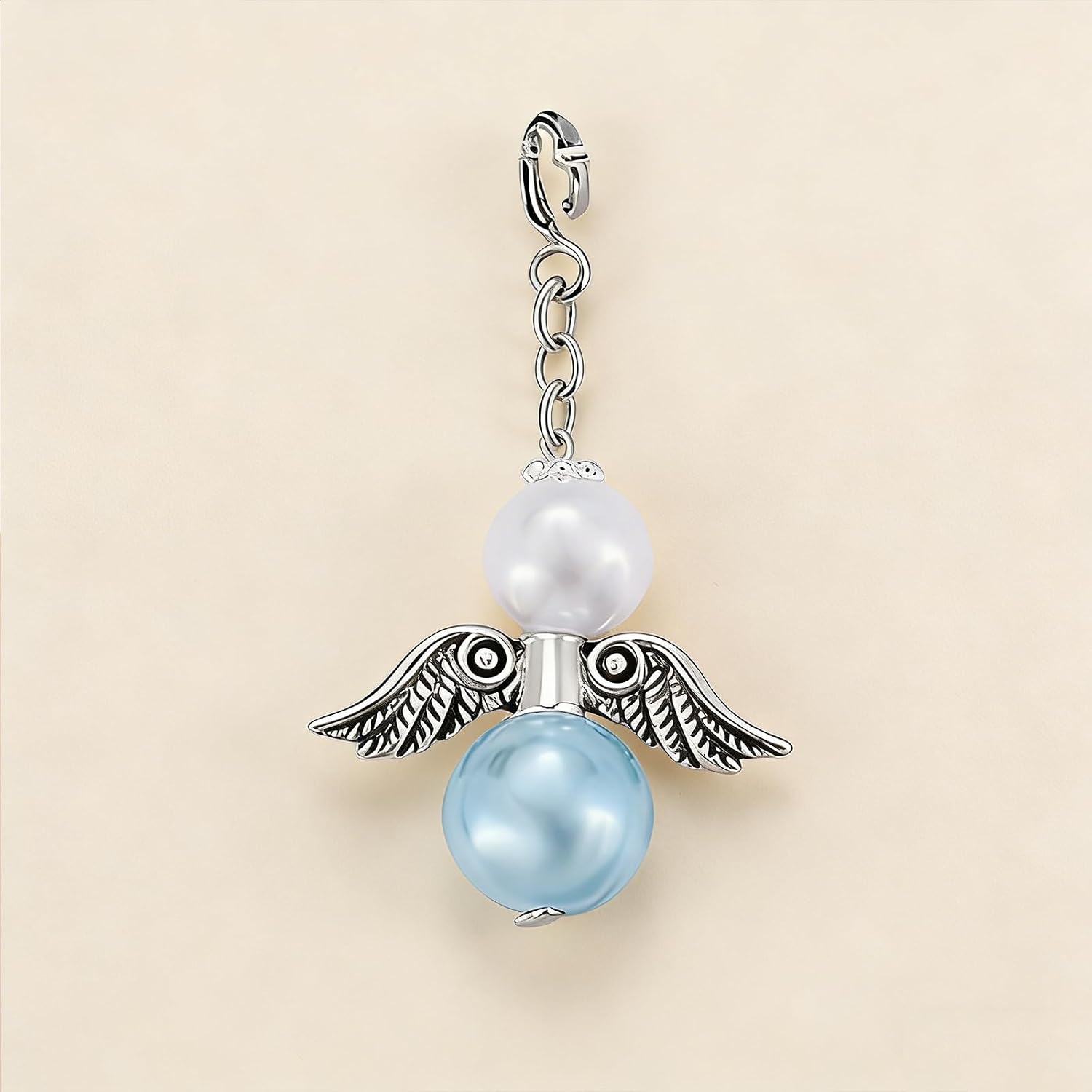 Something Blue for Bride Pearl Angel Wings Pendant Bride Memorial Bouquet Charm for Wedding Remembrance Mom or Dad image 4