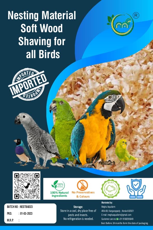 Nesting Material for Birds, Natural Nest Bedding of Soft Wood Shavings for Egg Laying, Imported Birch Wood Health Bedding, Natural Materials, 100% Organic and Hygroscopic (150 Gram Pack of 1)