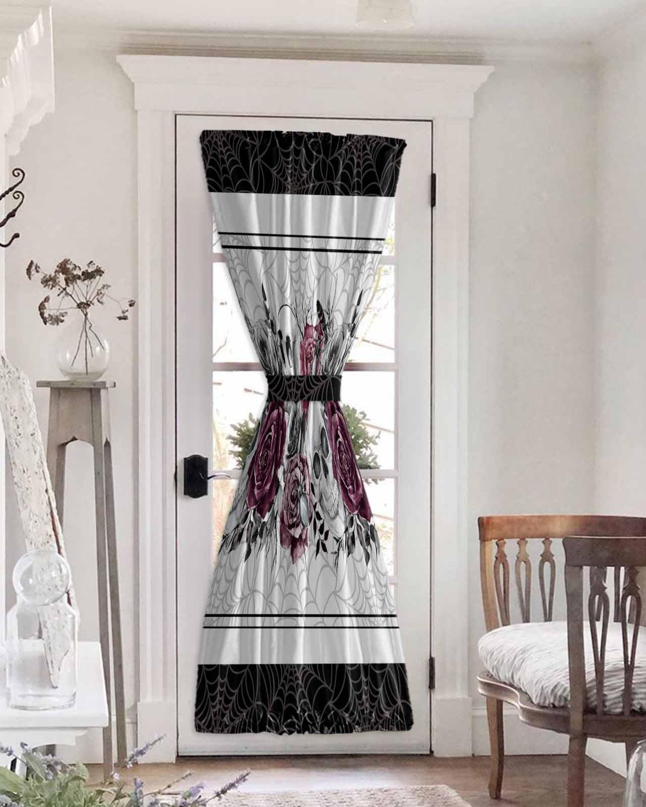 ZOE GARDEN Halloween Skull Blackout Door Curtains for French, Glass,Front, Back, Patio Door, Thermal Insulated Rod Pocket Window Curtain Drapes with