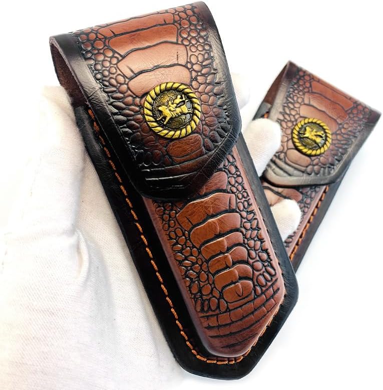1PC Knife Sheath, Cowhide Leather Protective Cover with Belt Loop and Snap Closure Fits for Search, Rescue, Picnic
