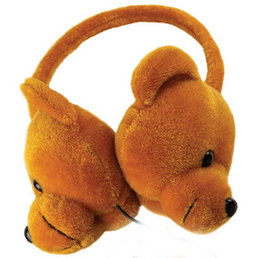 Coby Wired Kids Headphones | Lightweight Cuddle Earphones with Microphone | Volume Limiting 85dB | Plush Headset for Children| On-Ear Kids Headphones for Kids for School (Brown Bear)