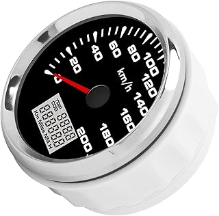 Universal GPS Analog Speedometer, IP67 Waterproof Speedometer Odometer 0‑200km/h with 7 Backlight 9‑32V for Marine Vessel Truck