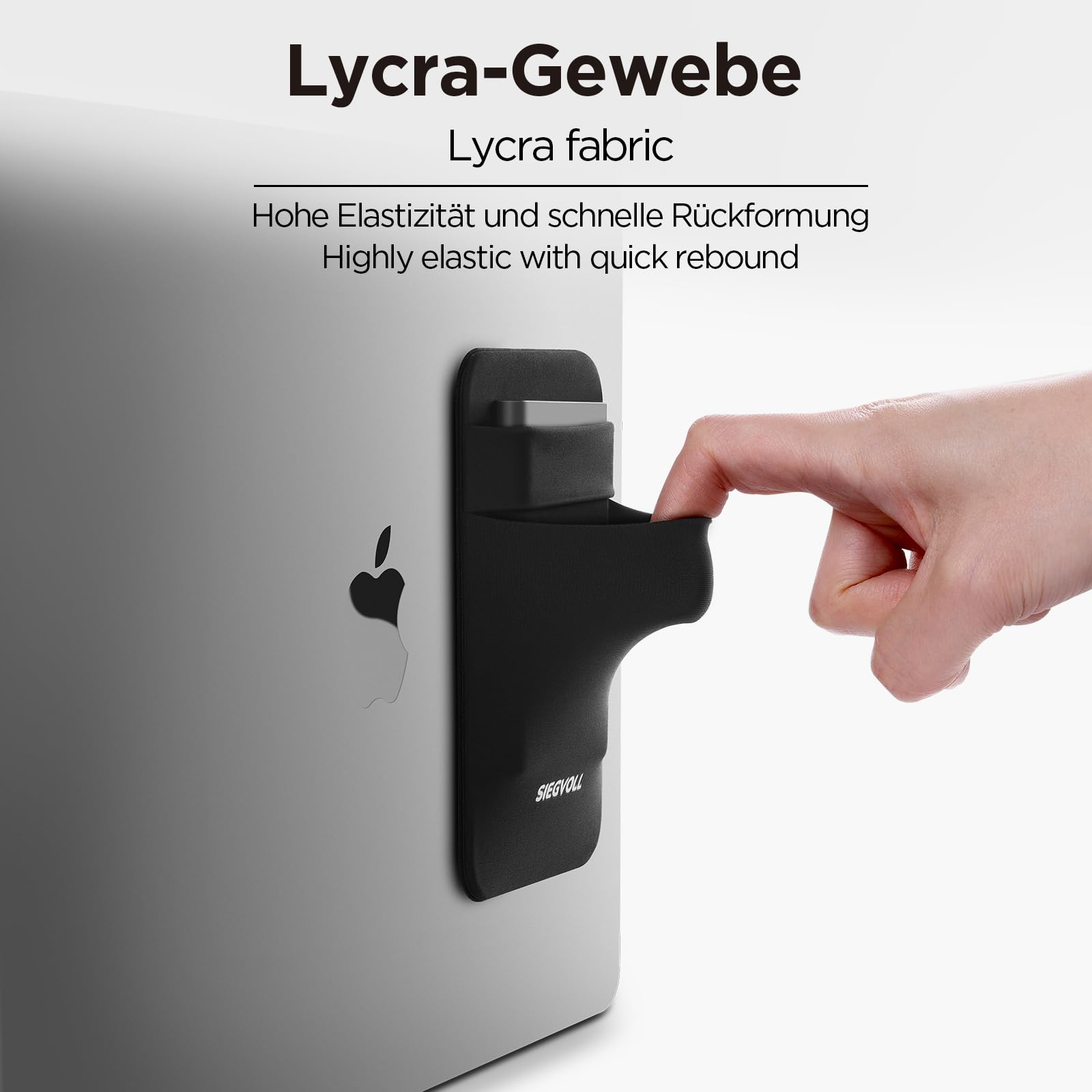 Siegvoll 2-kieszeniowa torba samoprzylepna na laptopy (1 sztuka), kompatybilna z przenośnym zewnętrznym dyskiem SSD (np. Samsung, Crucial), kablami USB i innymi – czarna