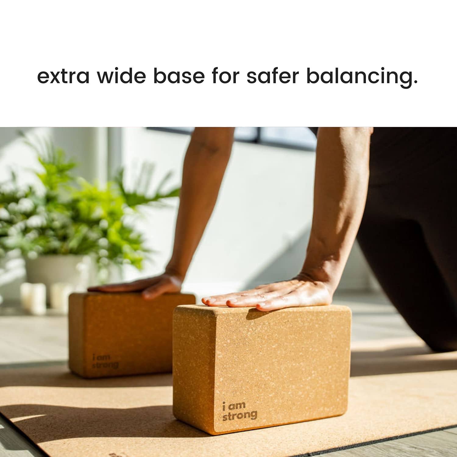 Luxuriöses Kork-Yoga-Block-Set, extra große Yoga-Blöcke mit leistungsfähigem portugiesischem Kork, hohe Dichte, rutschfeste Unterstützung für sichereres Balancieren, 2 Stück, 100 % Baumwolle, extra