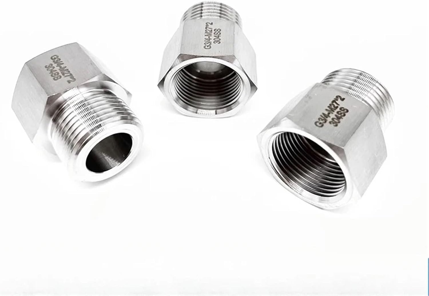 M27 Male To Female M20 M27 1/2" 3/4" BSPT Hex Reducer Bushing 304 Stainless Adapter Fitting High Pressure for Pressure Gauge(M27x1.5 Male,M20X1.5 FEMALE_MALE TO FEMALE)