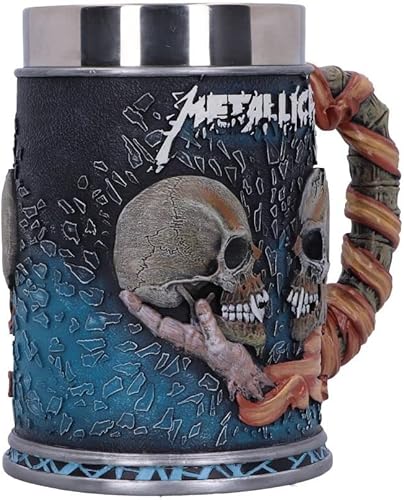 Miniatura 3 de Nemesis Now Metallica Sad But True Tankard de 6.1 in, resina, azul, mercancía oficial de Metallica, inspirada en las obras de arte de Pushead,