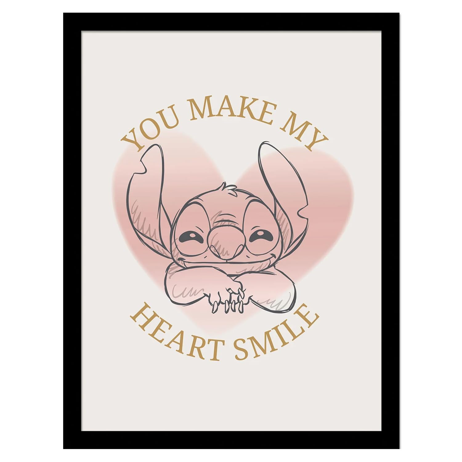 Lilo And Stitch Pink/Gold Lilo & Stitch Heart Smile Framed Poster (45Cm X 35Cm X 1.7Cm) ()