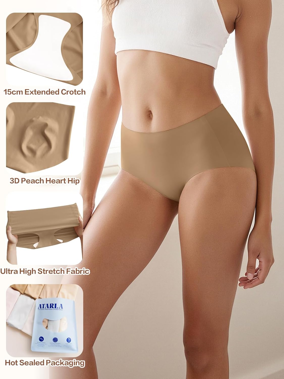 Seamless Underwear for Women Low Rise Full Coverage No Show Briefs Soft Everyday Panties - Image 3