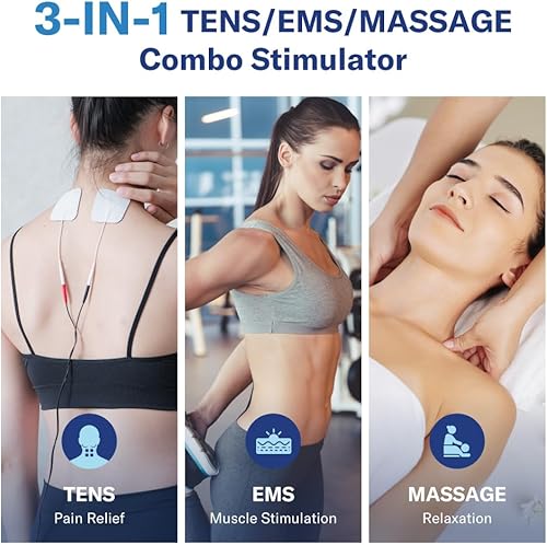 Miniatura 2 de Alcedo Unidad TENS + máquina combinada EMS Estimulador muscular para aliviar el dolor, masajeador de pulso eléctrico recargable con 41 modos para