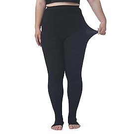 Plus Size 5XL Compression Pantyhose for Women Men, 15-20 mmHg Graduated Compression Tights, Opaque Toeless Compression Stockings Waist High Support Tights for Swelling, DVT,Pregnant, Teacher, Doctor