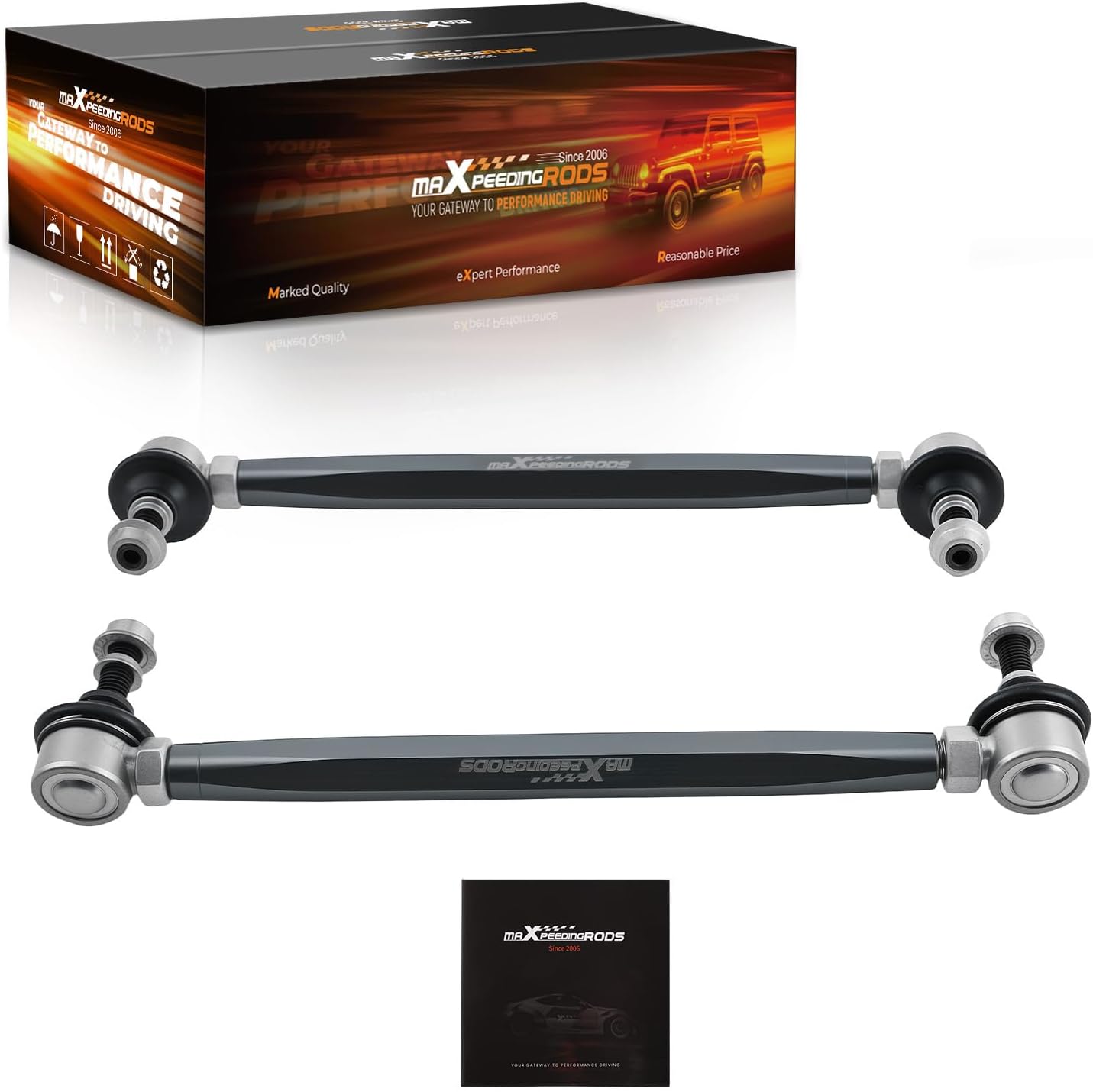 maXpeedingrods Universal Adjustable Sway Bar End Links 280mm-330mm | M10 Stud w/12 mm Spacer Washer