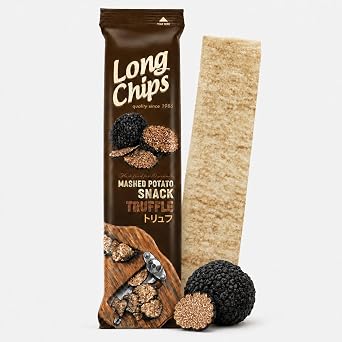 Long Chips - Truffle   Light & Crispy Mashed Potato Snack   Premium Savoury Crisps 10 x 75g