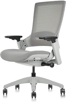 CLATINA Ergonomic High Swivel Executive Chair Fabric Mesh Office Tables Chair with Adjustable Height Head 3D Arm Rest Lumbar Support and Upholstered Back for Home Office Conference Gray