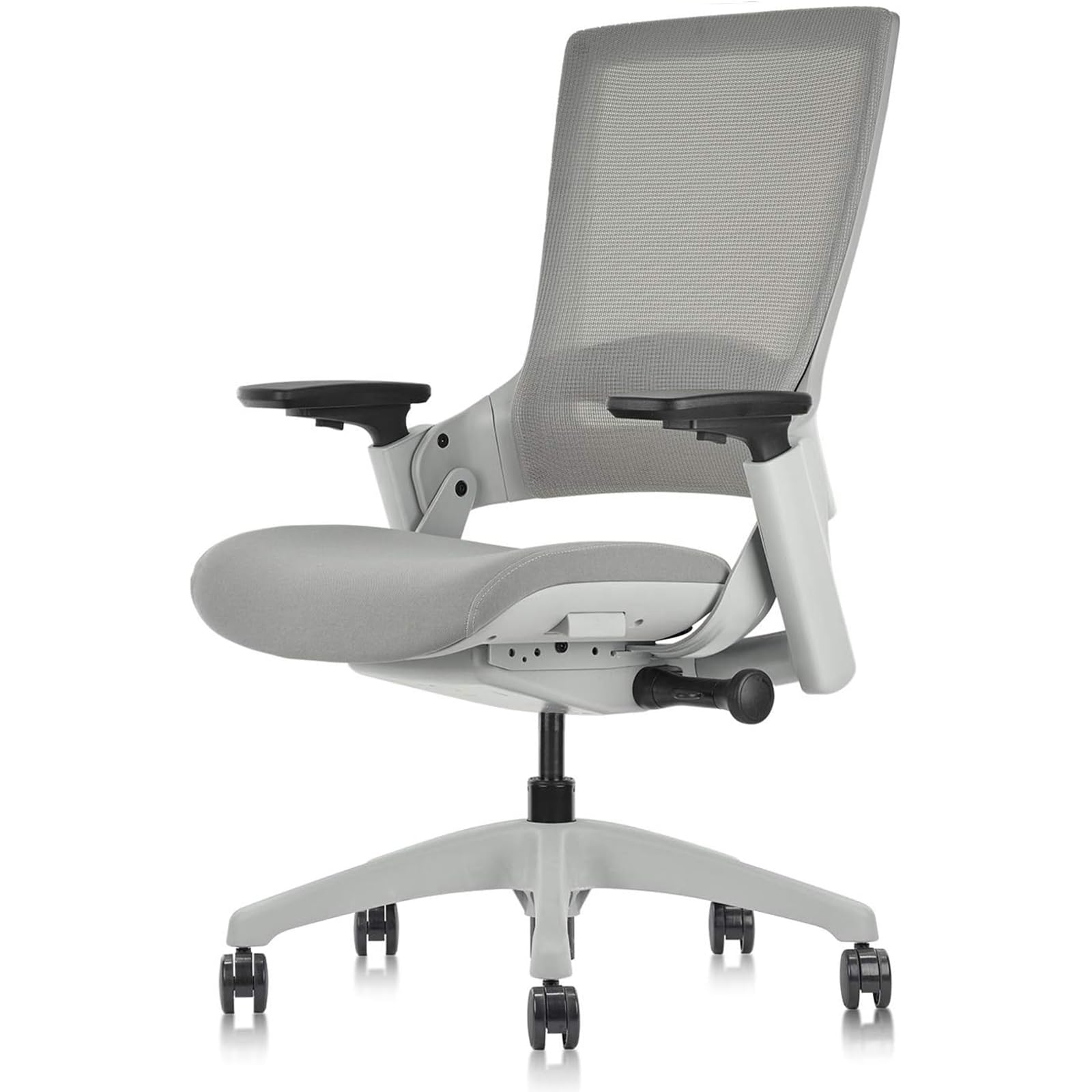 CLATINA Ergonomic High Swivel Executive Chair Fabric Mesh Office Tables Chair with Adjustable Height Head 3D Arm Rest Lumbar Support and Upholstered Back for Home Office Conference Gray