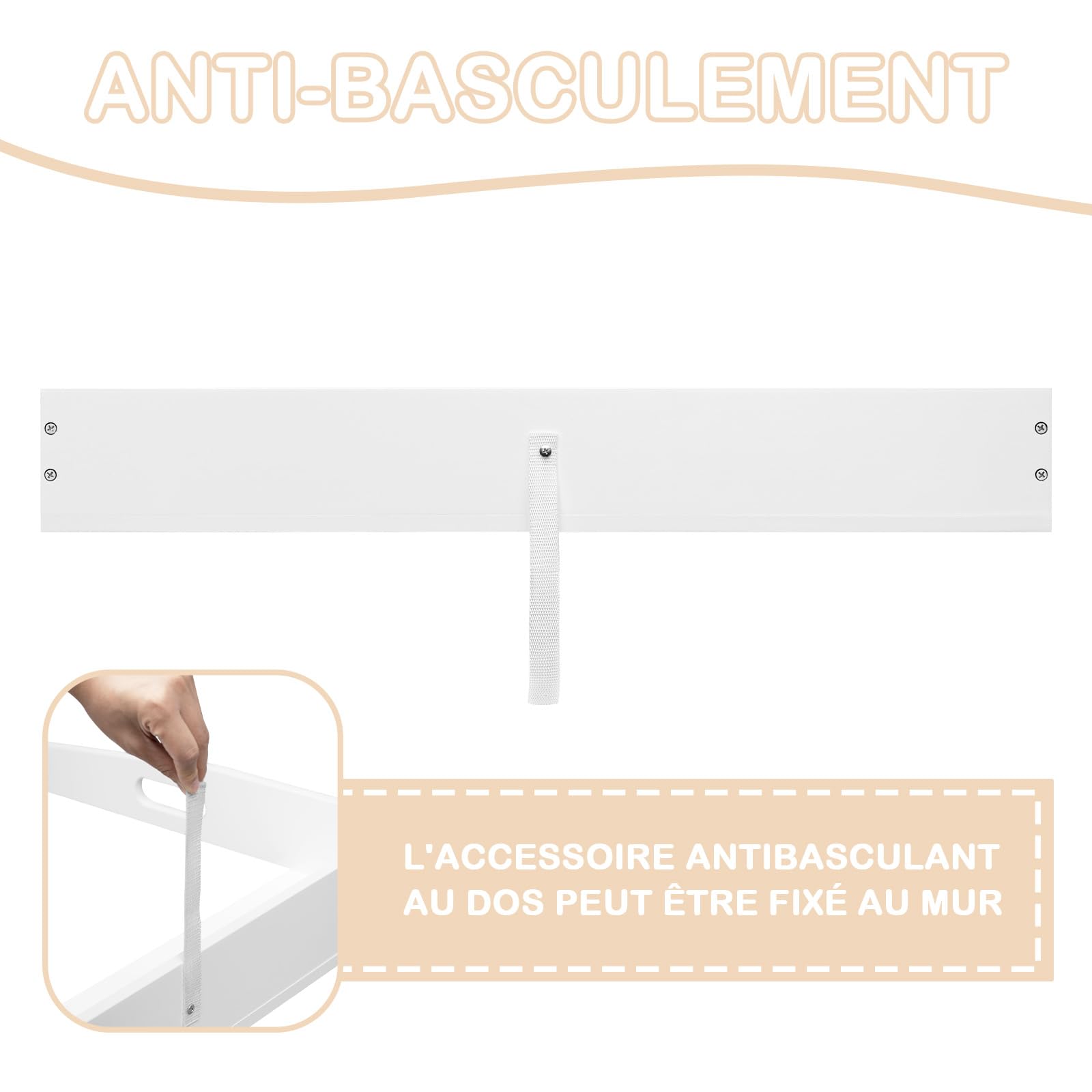 WOLTU Plan à langer en MDF pour commode 80x75x10 cm, plateau amovible pour table à langer, Blanc