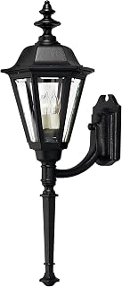 Hinkley Manor House Large Wall Outdoor Mount Lantern with Tail - SelectALite: Medium or Candelabra Bulbs, Aluminum, Clear Beveled Glass Panes, Estate Series - Black Finish