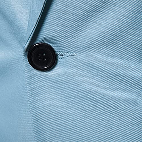 Casaco de terno masculino cor pura lapela blazer botão único cor sólida elegante roupa externa, Azul