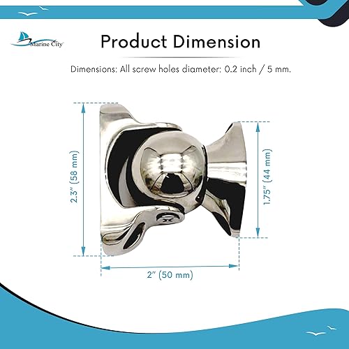 Miniatura 5 de MARINE CITY Juego de topes de acero inoxidable 316 con acabado brillante y magnético fuerte y moderno para puerta de bola, juego de soporte suave