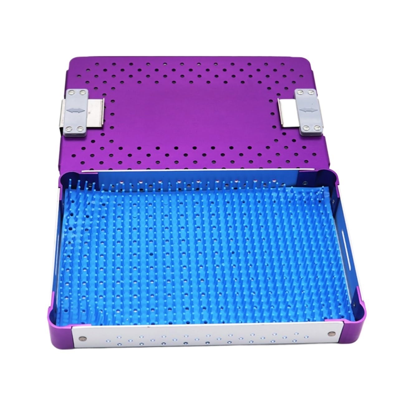 Caja De Esterilización Instrumentos Quirúrgicos, Médicos Aleación Aluminio Con Almohadilla Silicona, Adecuada For Hospitales, Dentales(Purple)