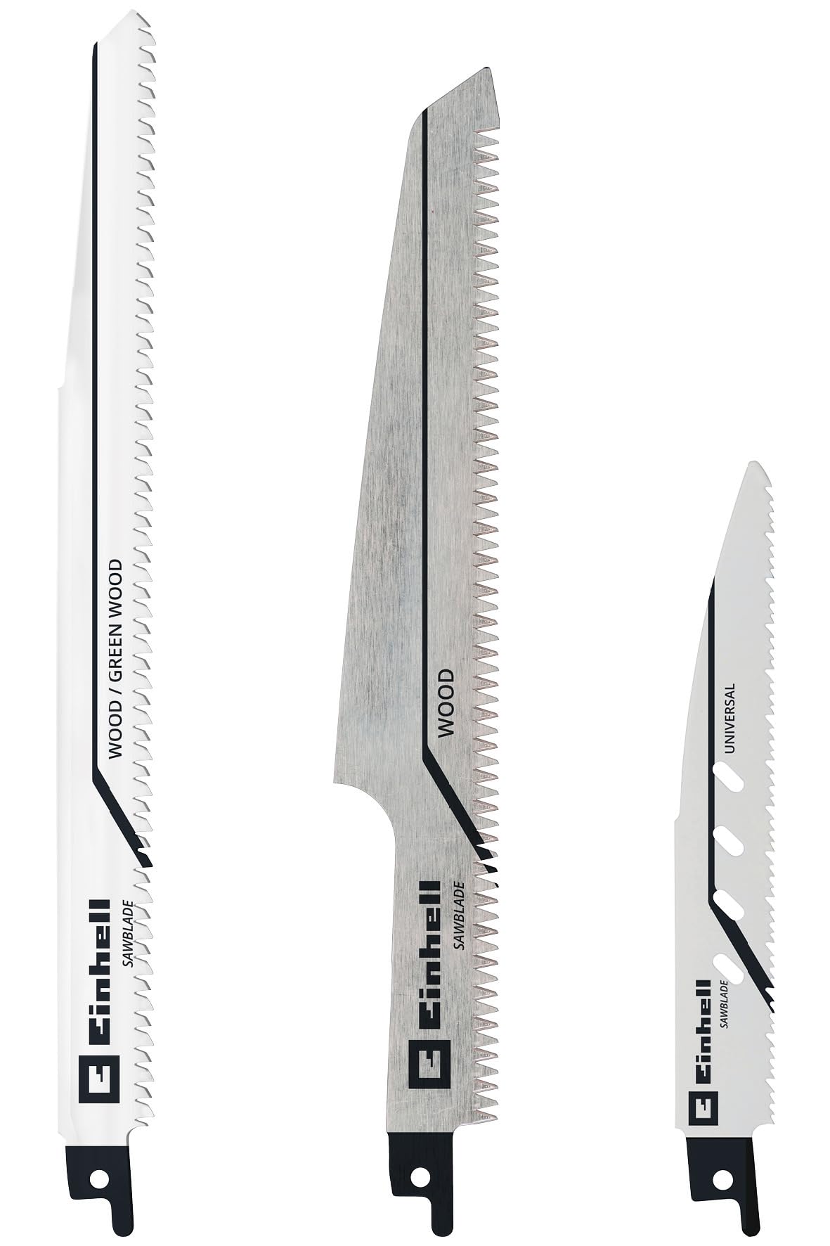 Einhell - Set di 3 lame per sega universale (per legno e metallo, accessori per seghe universali/seghe alternative, ideale per dispositivi senza fili)