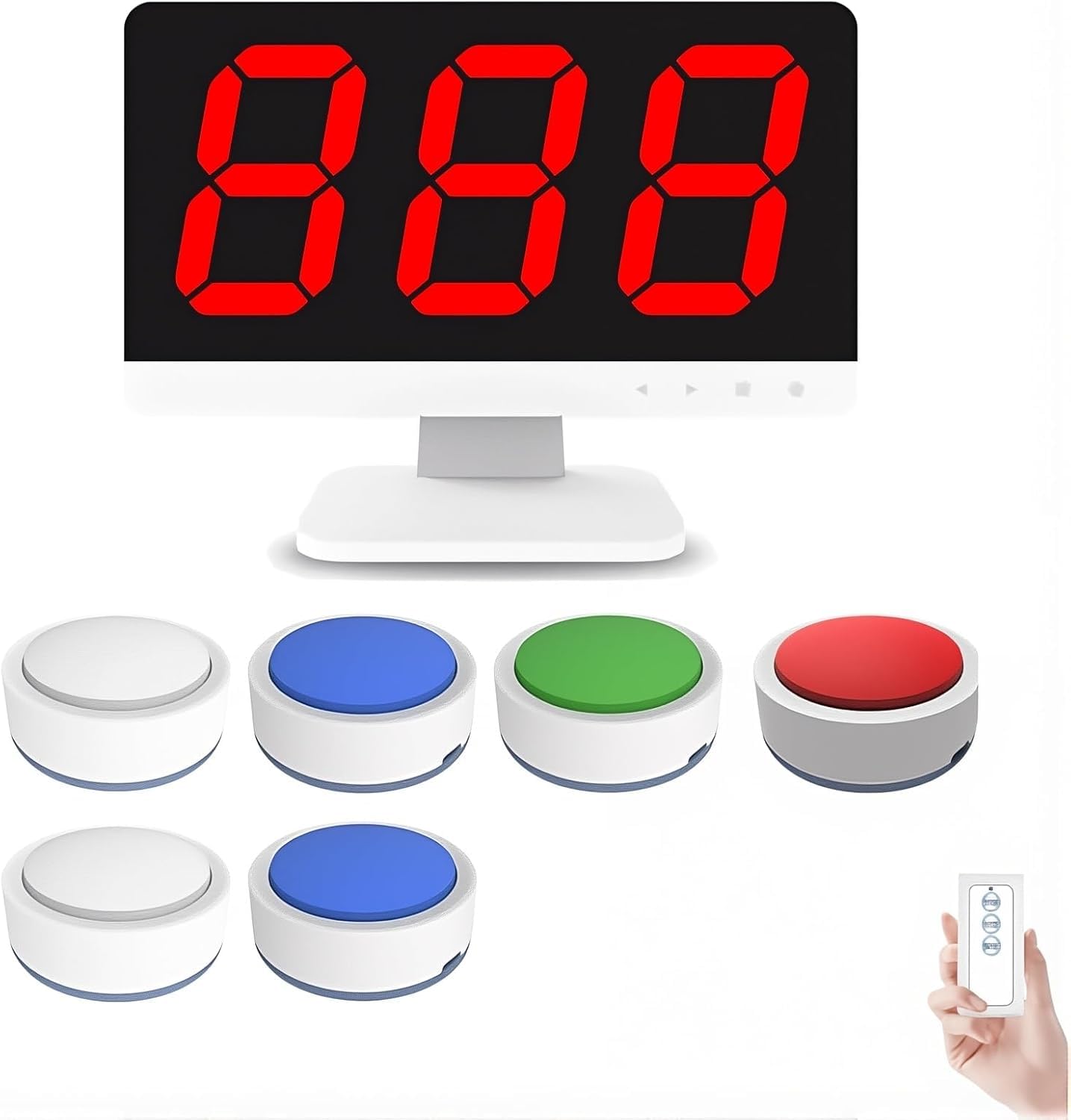 Kabelloses Quizspielsystem mit 10 Summer und Monitor, Summer System mit großer Reichweite mit LED-Statusfarben und Antwortmodi für Schulwettbewerbe und Partys