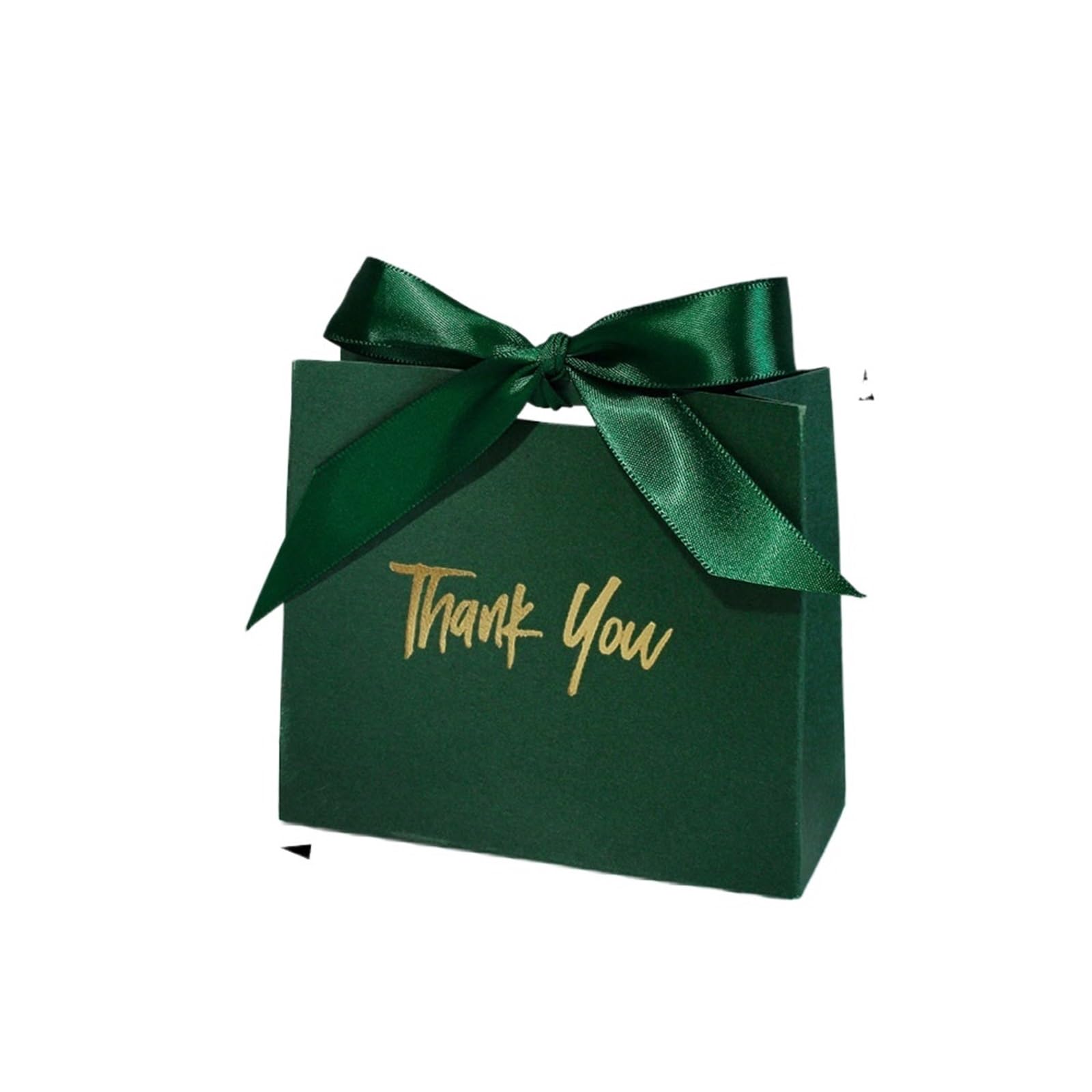 Boites à bonbons vertes coffret cadeau invités avec ruban pour remerciement mariage