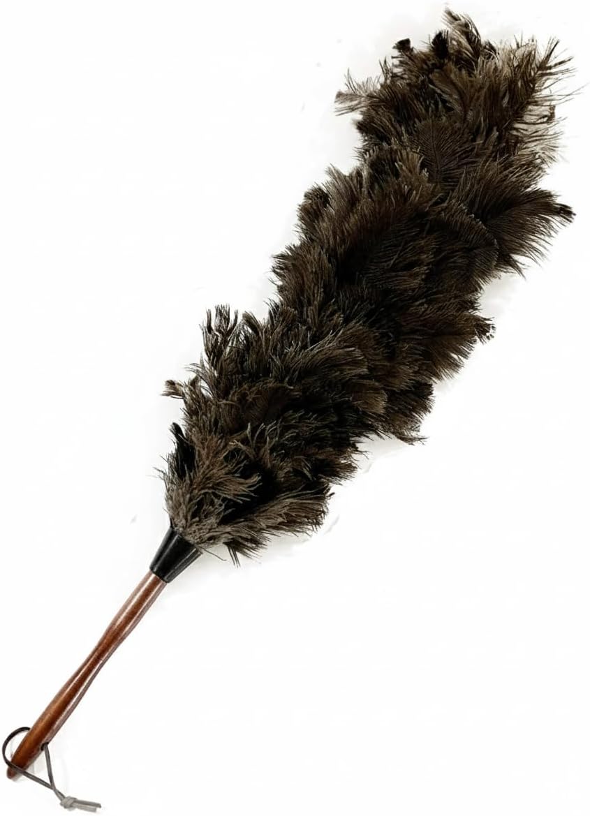 Soft Ostrich Feather Duster, 24-26" with Wood Handle - Perfect for Dusting Delicate Surfaces