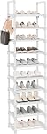 Raquette de chaussures, 10-Tier Organisateur de rangement de chaussures étroites en métal, rack de rangement avec crochet, vertical 20 Organisateur de chaussures et de bottes, étagère de chaussures pour le placard d'entrée Hallway noir