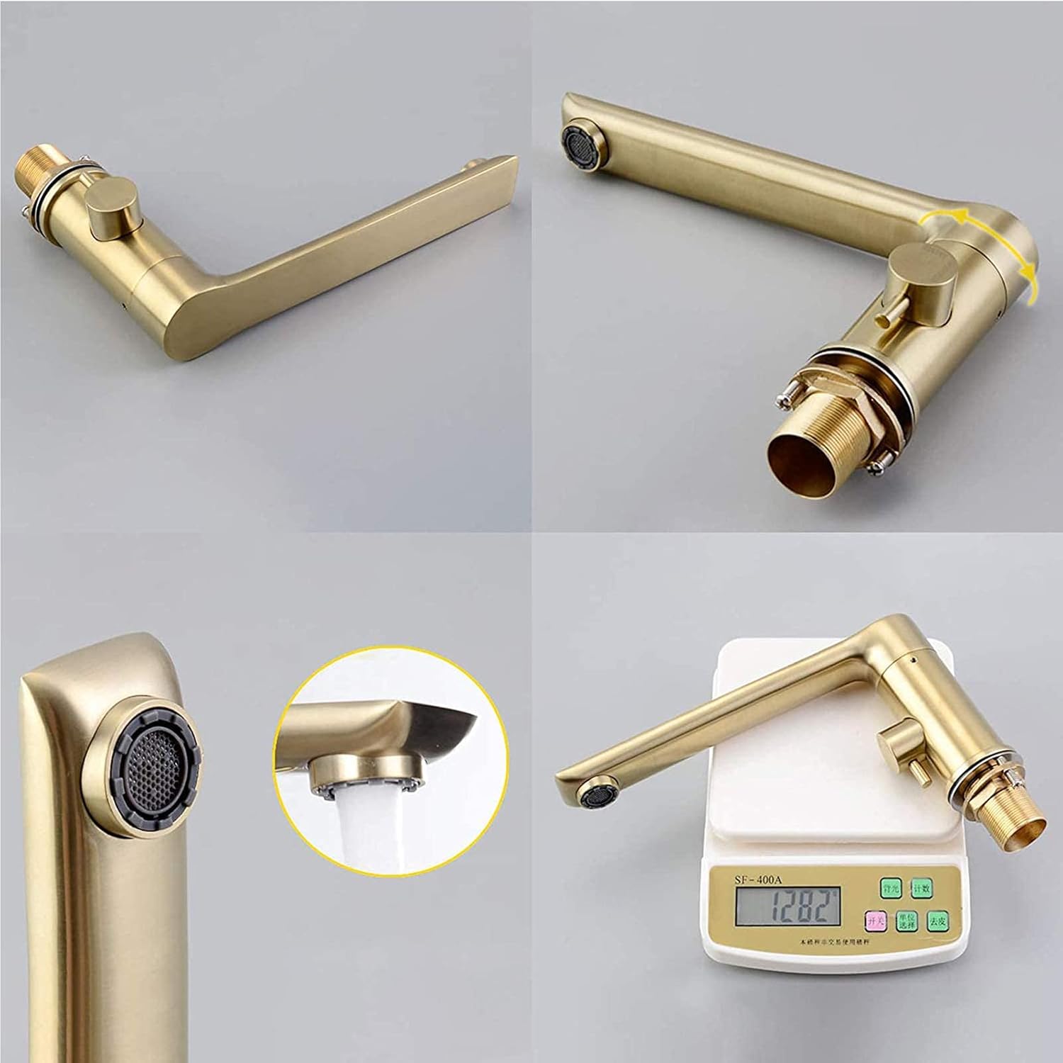 Roman Tub Filler Faucet Brushed Gold,Bathtub with Hand Shower,Solid Brass 3-Hole,Deck Mount Mixer Tap