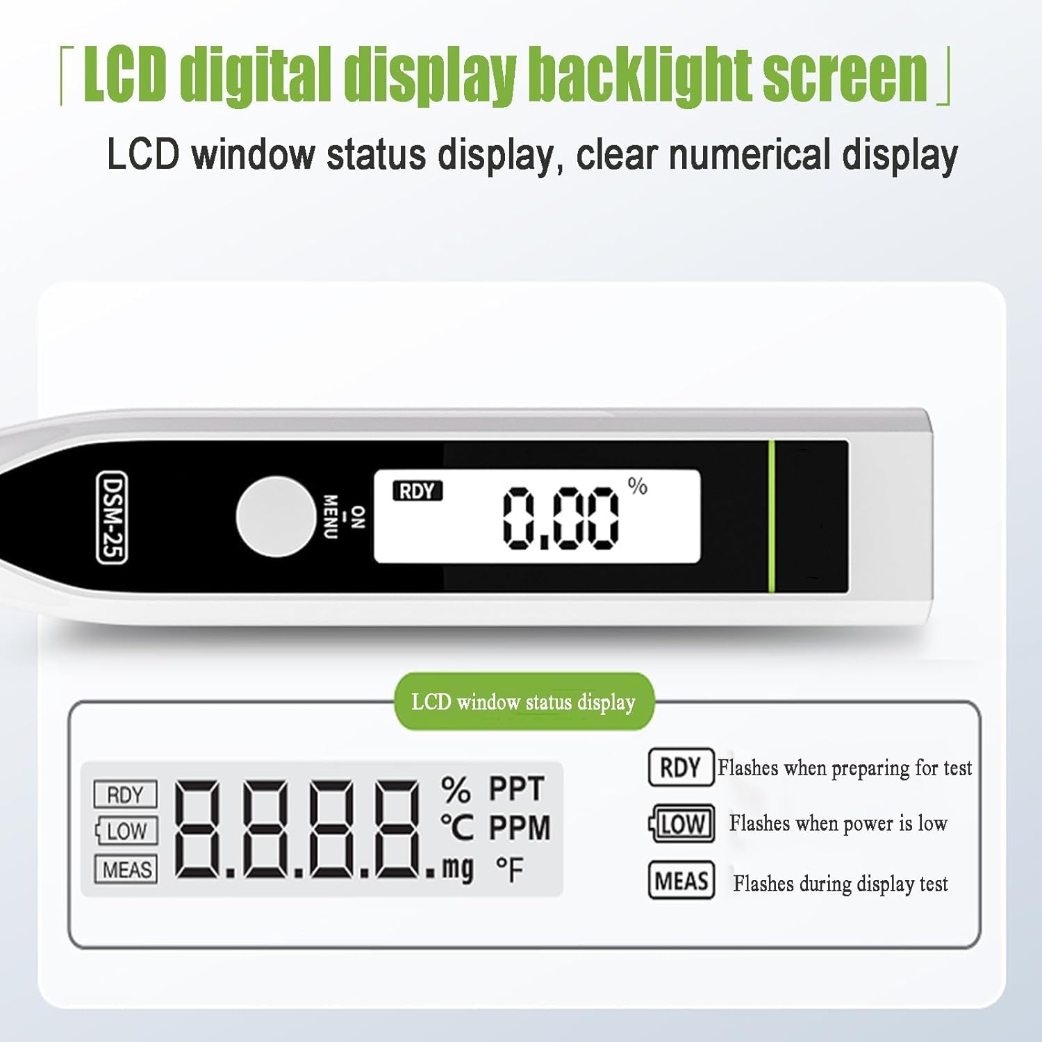 Salinity Tester, Digital Pen-Type Electronic Meter with LCD Backlight, Quick 3s Results, Measures High Temperatures for Food, Agriculture, Industry, and Aquatic Products