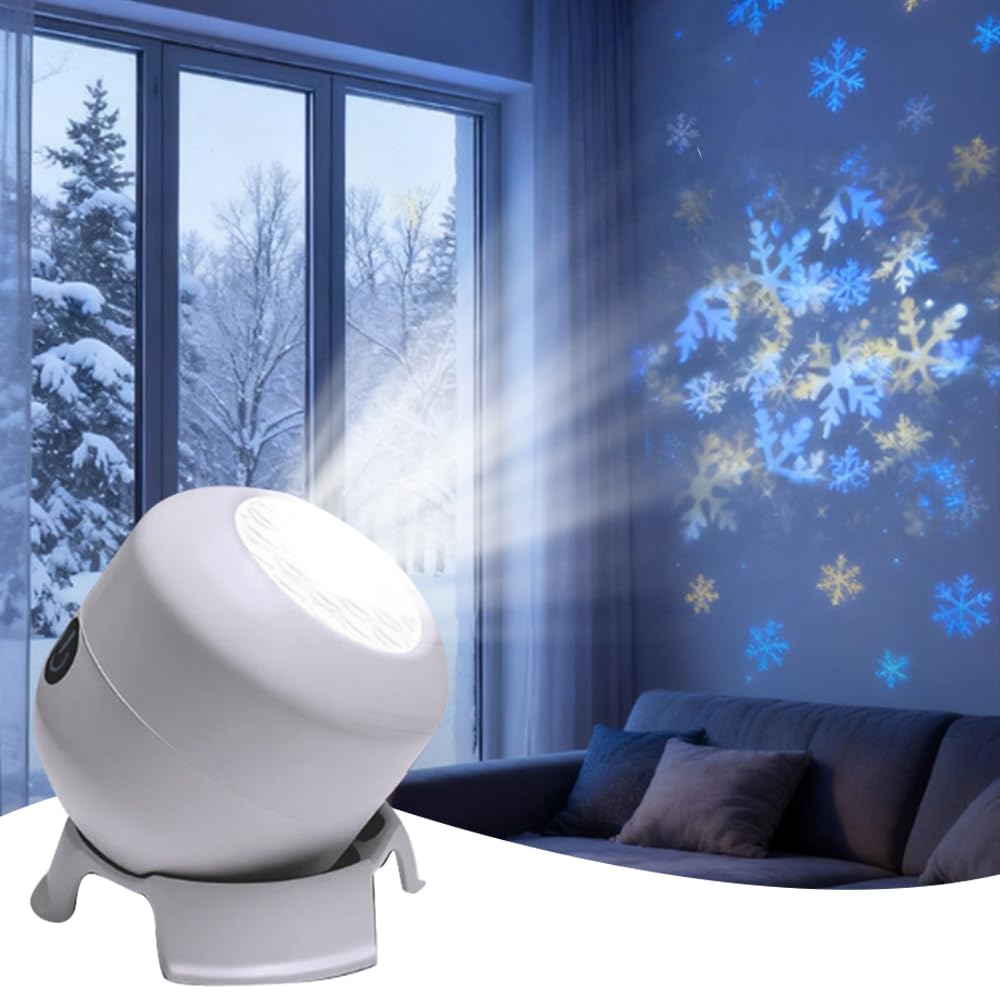 Tudegy Dynamic Rotating LED Projector Light,Snowflake Night Light Projector Lamp,Colorful Dynamic Ambient Light with Base,Ocean Projector for Bedroom, Home Theater (Snowflake)